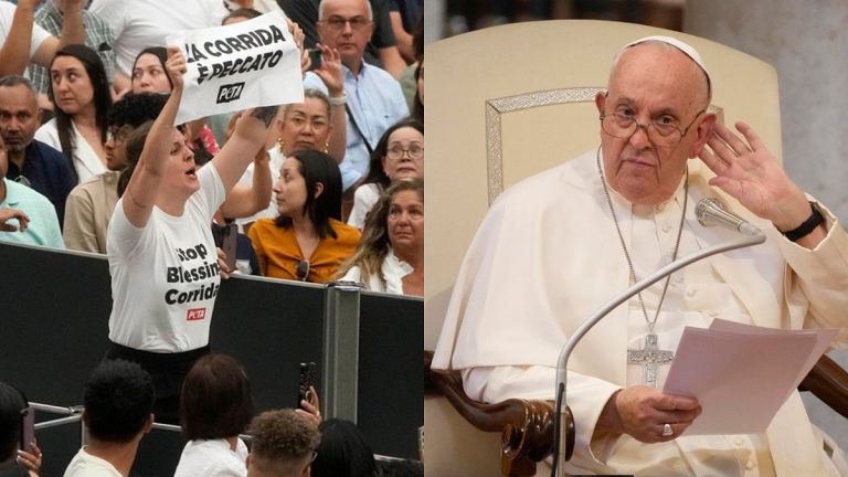 Hayvan hakları savunucuları Papa Francis'in konuşmasını kesti