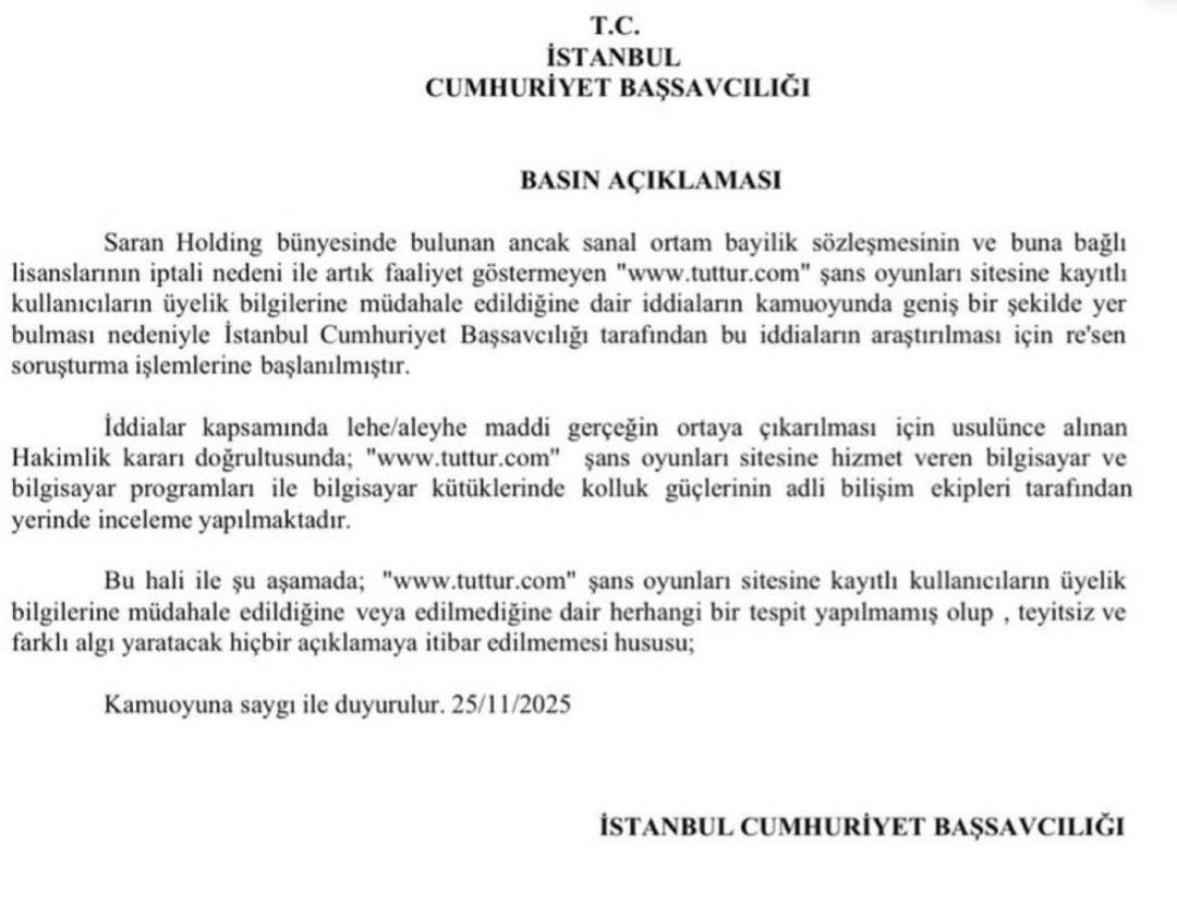 SON DAKİKA: İstanbul Başsavcılığı Tuttur 3 kumar sitesi hakkında soruşturma başlattı